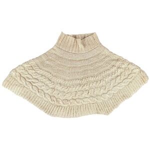 Vintage Chloé Cable Knit Turtleneck Poncho Cape Sweater Cream Y2K